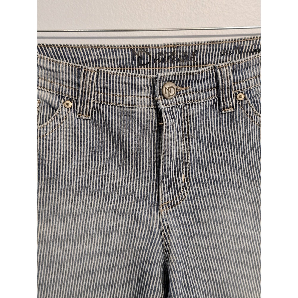 ND Weekend Women's Striped Blue Denim Jeans Size 10 Measured 32X23.5 Rolled Cuff